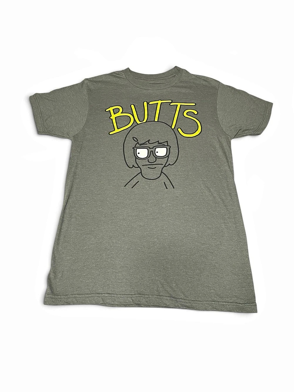 Bob's Burgers Tina Belcher "BUTTS" Graphic Tee Gray Small